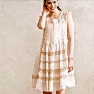 Anthropologie Vanessa Virginia Elegant Cream Dress
